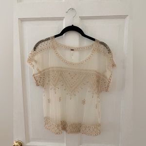 Free People Sheer Lace Crop Top